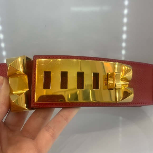 CDC HERMES Red and gold belt. Sz: 75 - Picture 5 of 6